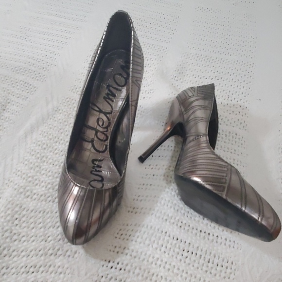 SAM EDELMAN Gray & Black Heels Size 6.5 - Picture 2 of 8